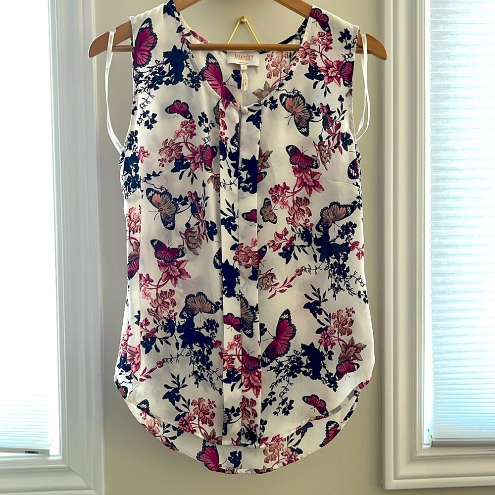Laundry by Shelli Segal Butterfly Floral Blouse